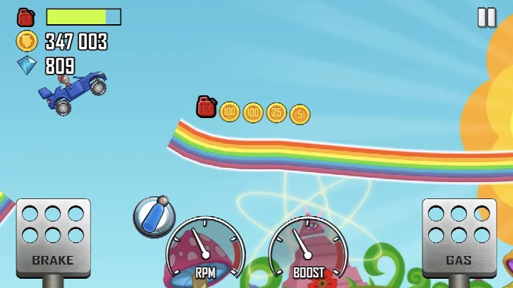 Hill Climb Racing daily challenges and events screen with rewards
