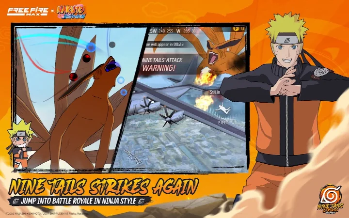 Ninjutsu scrolls including Fireball Jutsu and 8 Trigrams Palm Rotation in battle