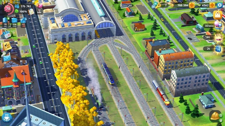 SimCity BuildIt screenshot of a Tokyo-style neighborhood with unique architectural details.