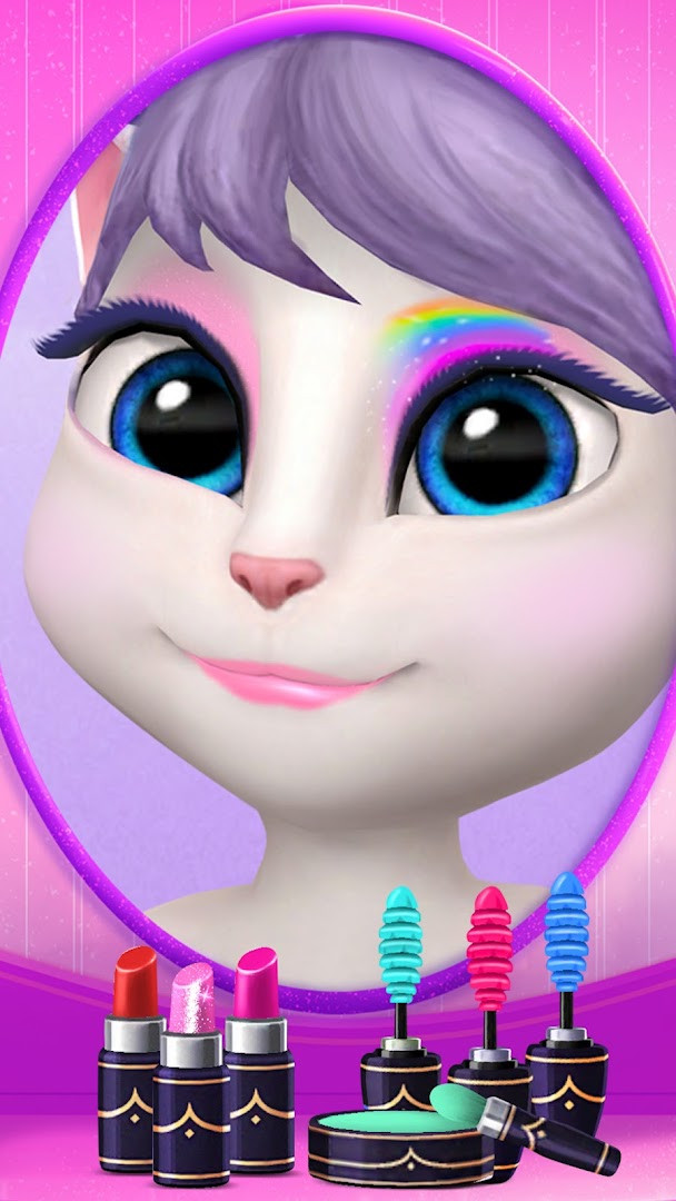 My Talking Angela wardrobe view showing wonderful outfit choices.