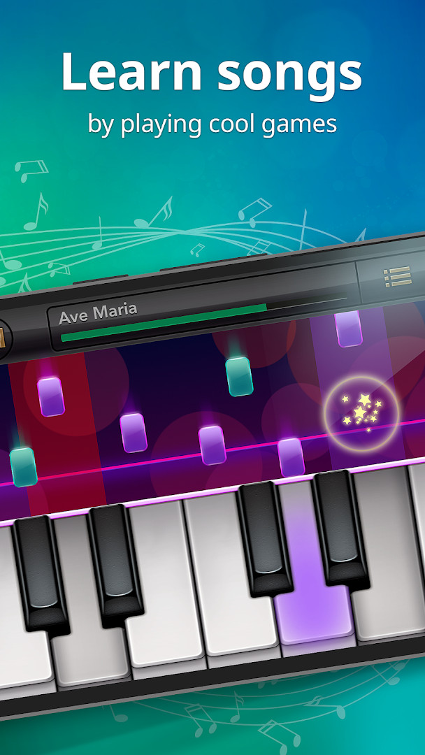 Magic Keys mini-game in Piano - Music Keyboard & Tiles, tapping white and black keys to build timing