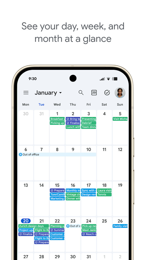 Shared calendar view with multiple overlaid calendars