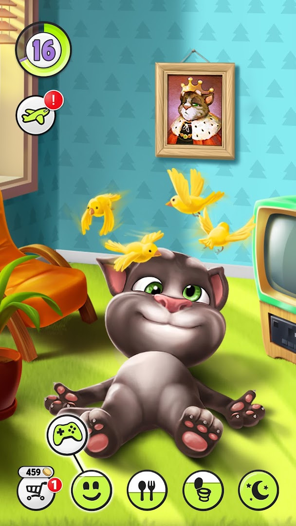 My Talking Tom virtual pet cat in a playful pose