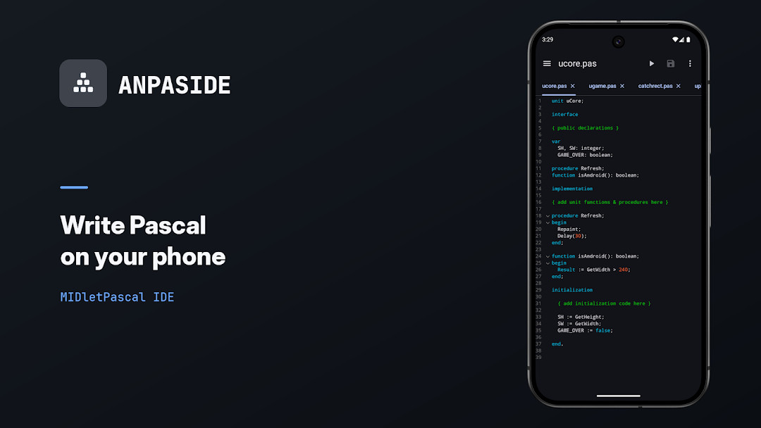 ANPASIDE project navigator listing source files and build output.