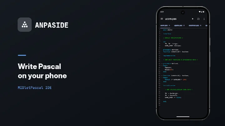 ANPASIDE project navigator listing source files and build output.