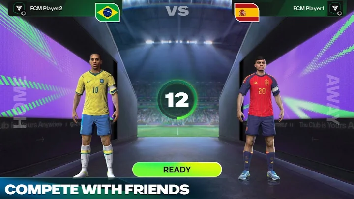 Gameplay action with player dribbling past defender