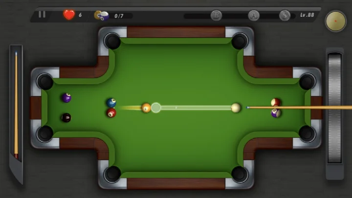 Pooking - Billiards City level select screen with various difficulty opponents.