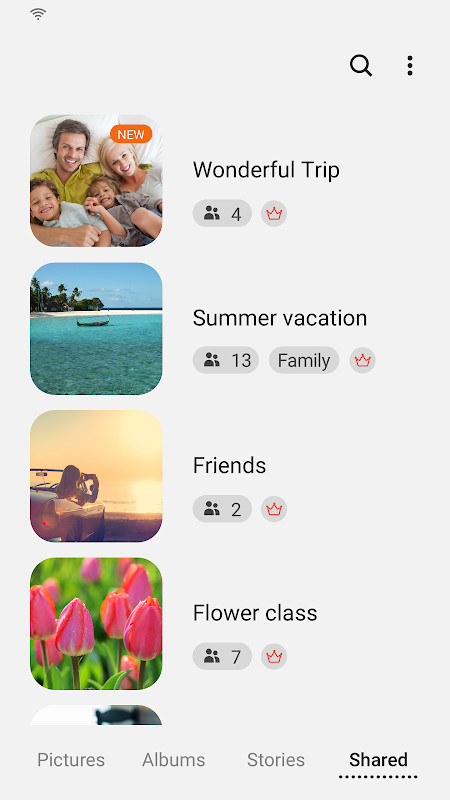 Samsung Gallery story cover editing screen for shared albums