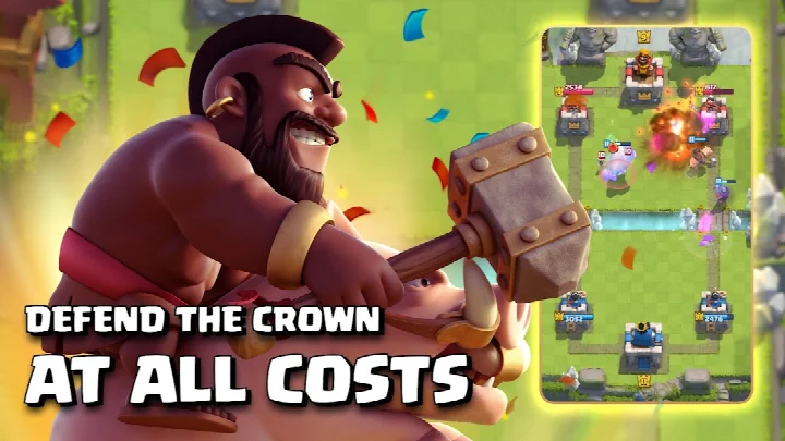 Clash Royale screenshot featuring a season pass with Tower Skins and Emotes