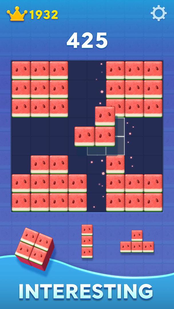 Block Blast! offline play screen showing a relaxing block puzzle session