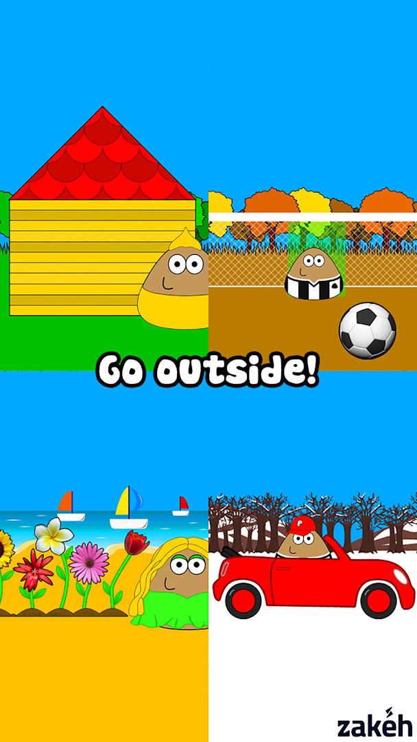 Pou game room: play a mini-game to earn coins and have fun.