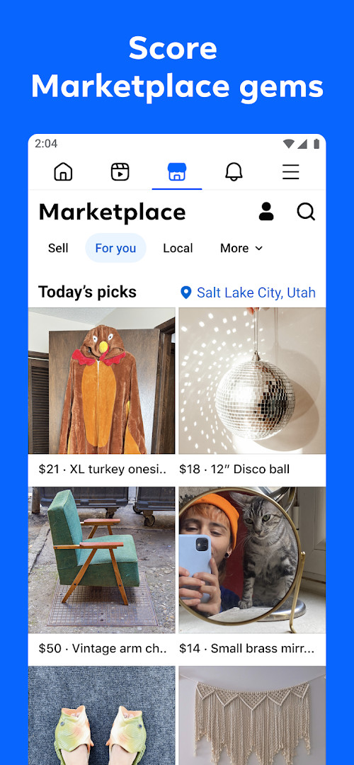 Home feed with posts, stories and video suggestions