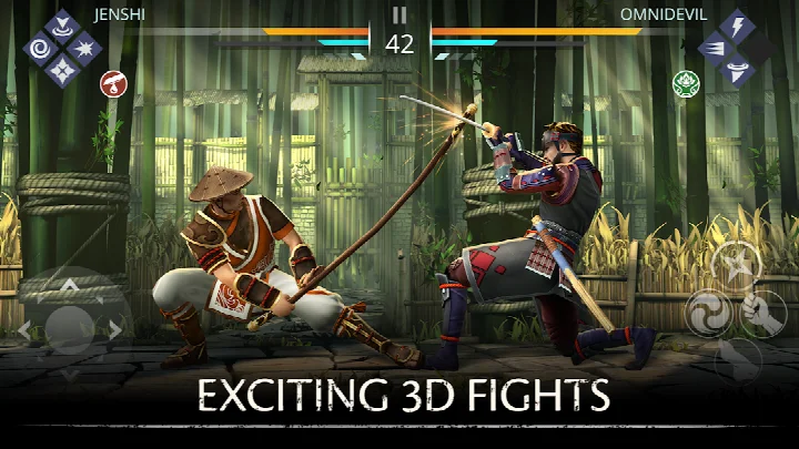 Shadow Fight 3 - RPG fighting screenshot of a hero customization menu with equipment colors and unique skins