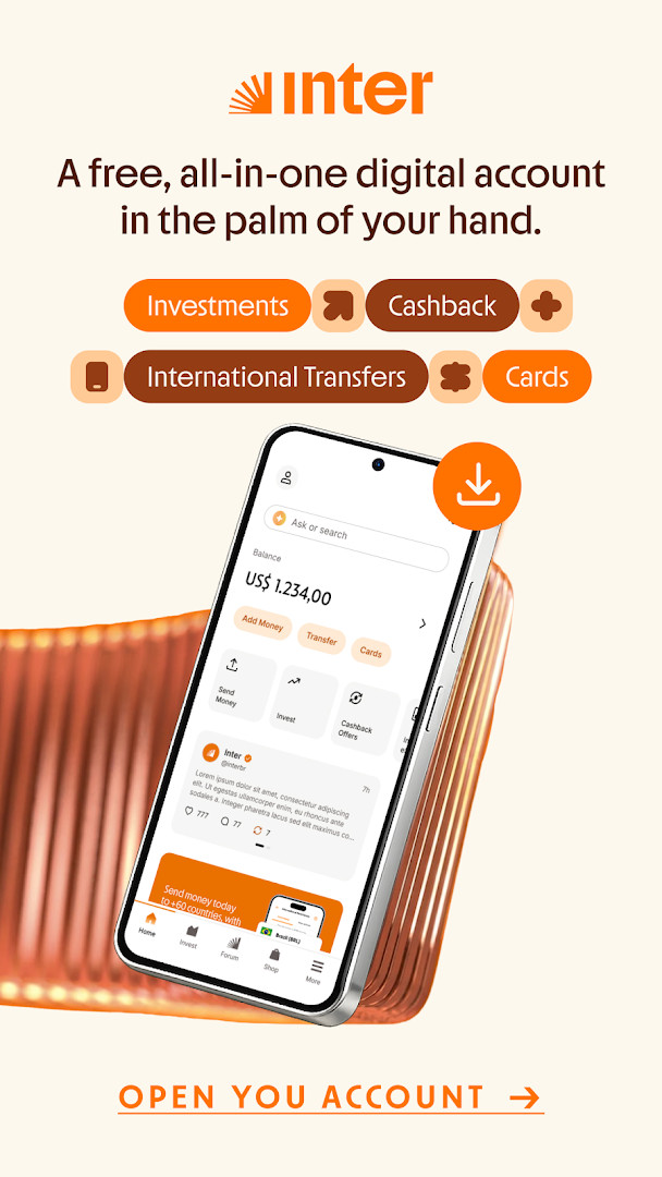 Credit card details screen for the Inter Passport Credit Card