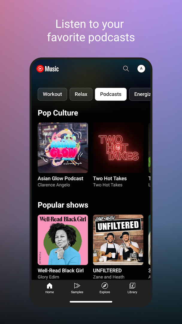 Personalized library of liked songs, artists, and albums