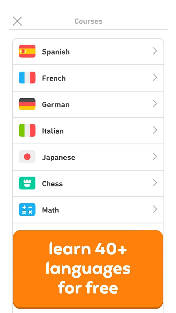 Duolingo home screen showing the daily lesson path with language learning goals.