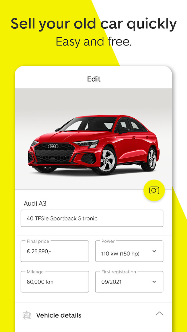 Favorites list with saved vehicles and quick comparison tools