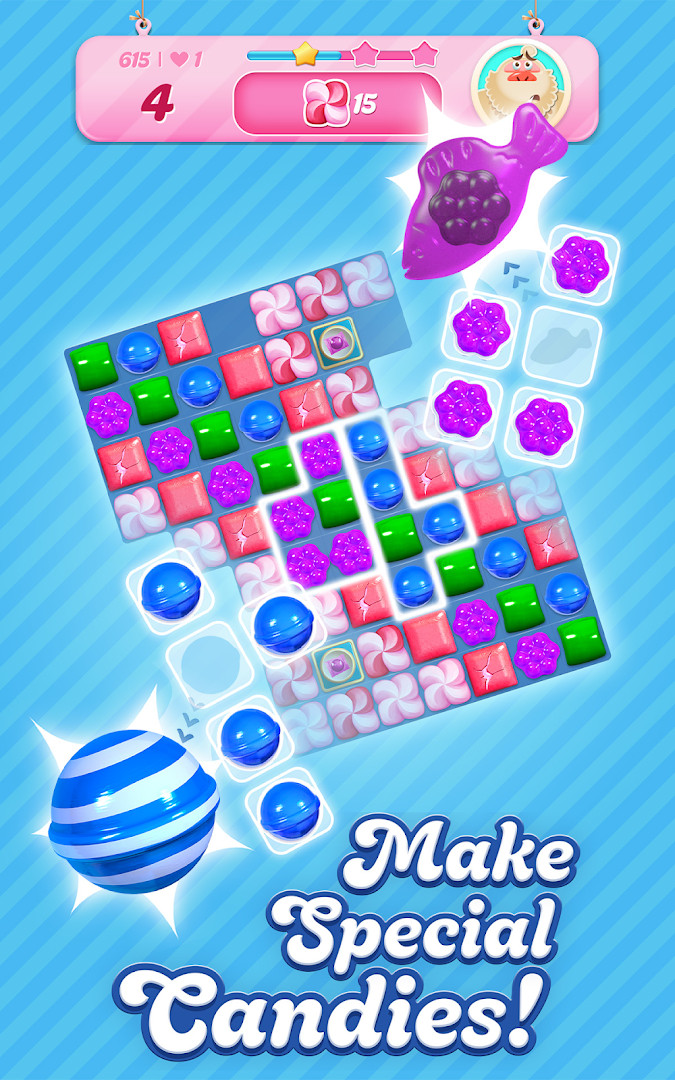 Candy Crush Saga event screen: limited-time challenge with special objectives and prizes.