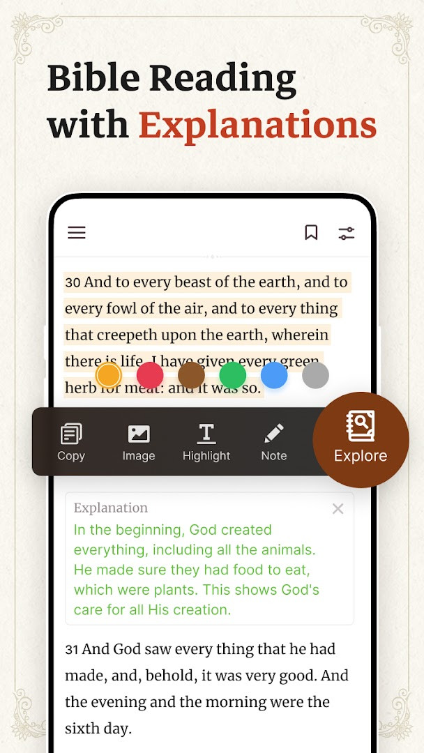 Bible Offline-KJV Holy Bible app in night mode for comfortable reading in the dark.