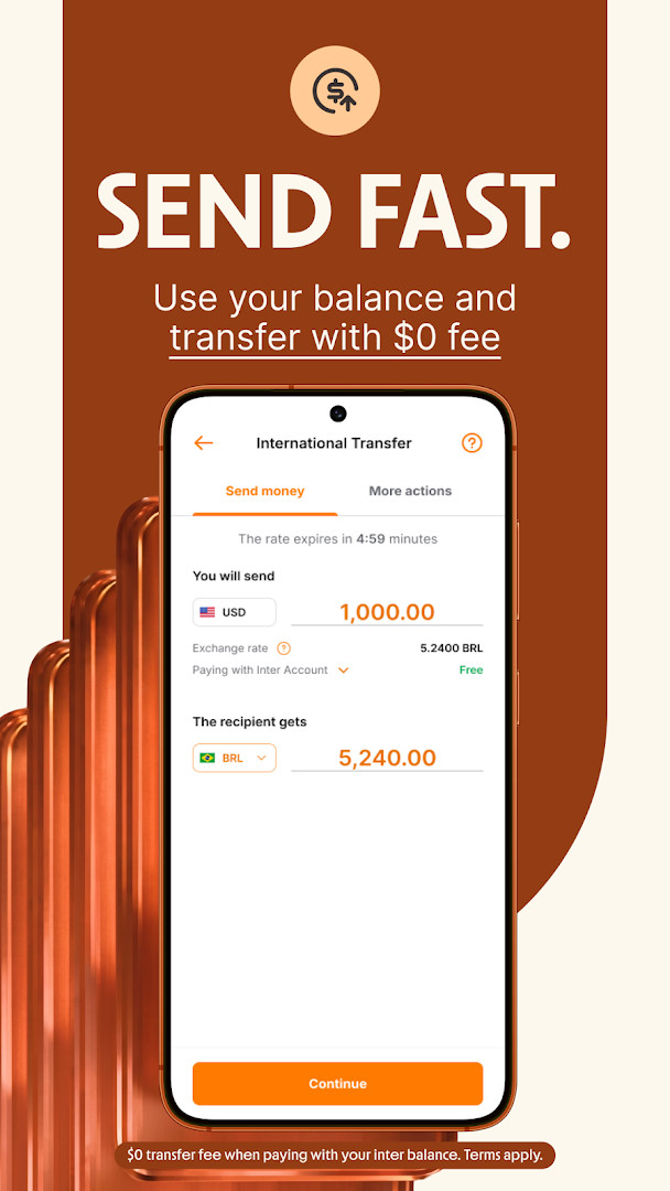 Investing section displaying stock and ETF portfolio with $5 minimum