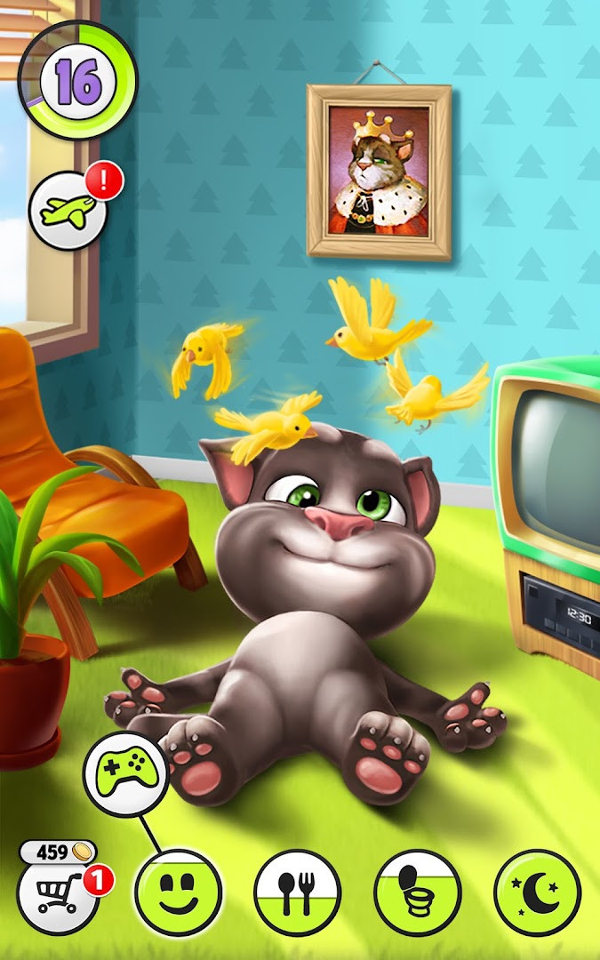 My Talking Tom fall adventure outfit shown in the main screen