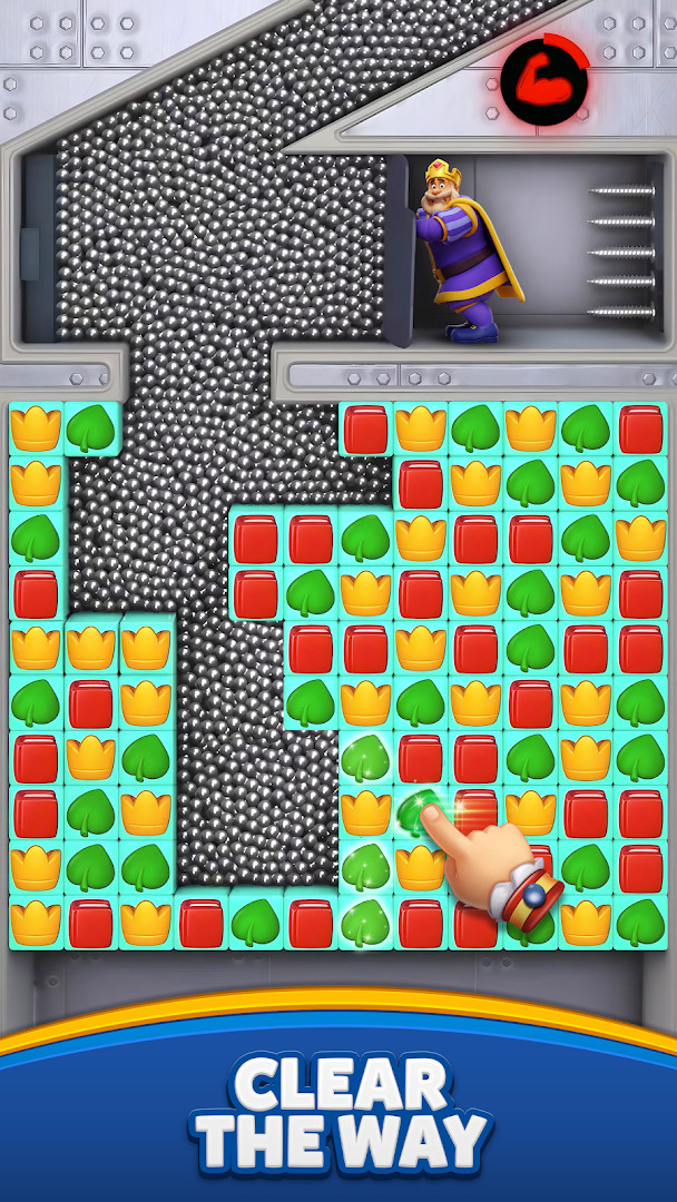 Screenshot of a bonus level with a treasure chest and booster icons at the bottom.