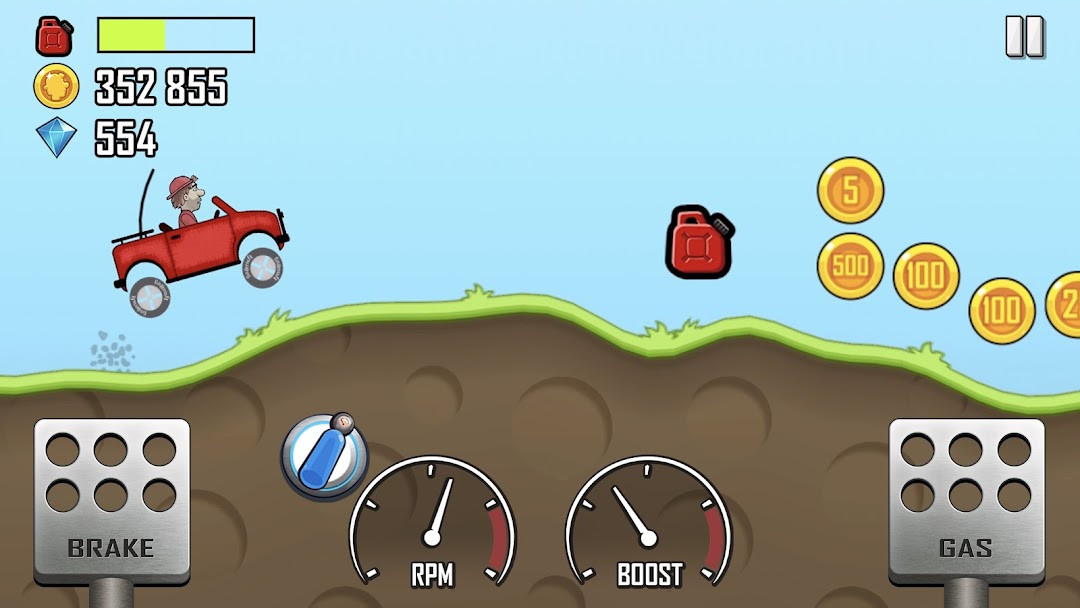 Hill Climb Racing gameplay racing uphill in Climb Canyon