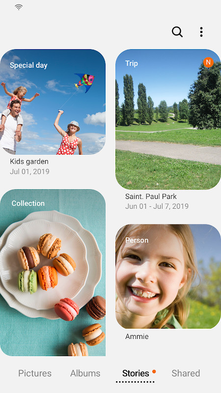 Samsung Gallery settings with cloud sync and security options