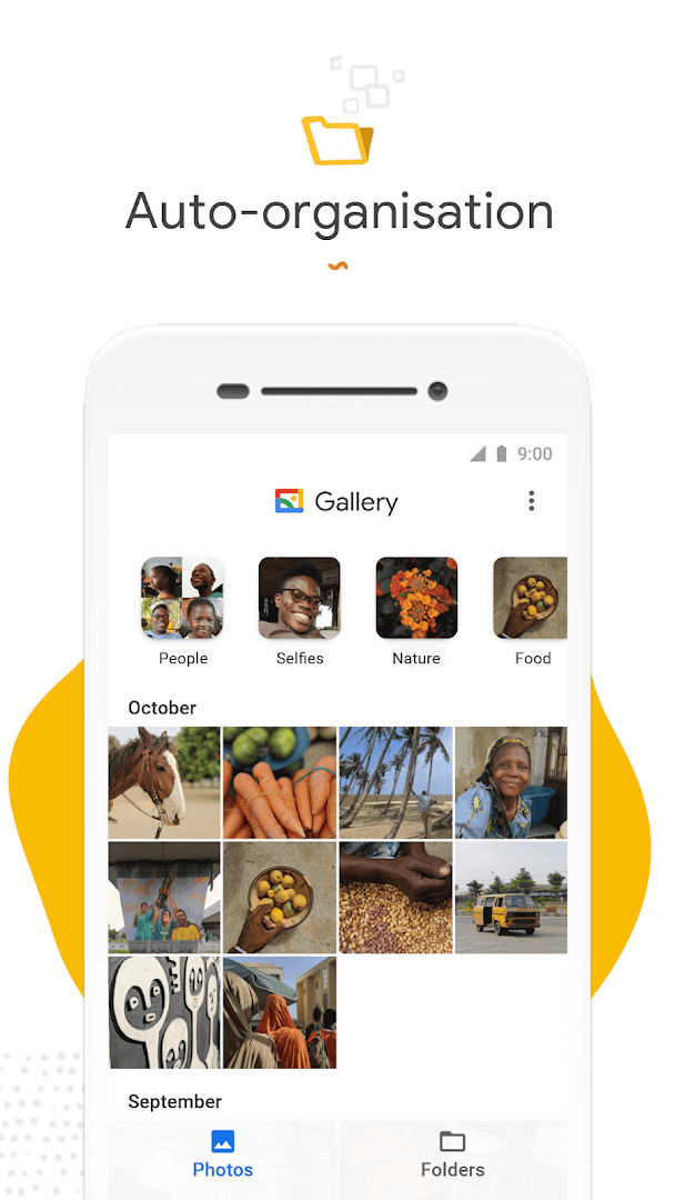 Photo grid view in Gallery showing thumbnails of recent images