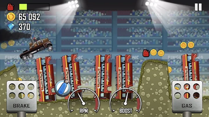 Hill Climb Racing vehicle selection with bikes, race cars, trucks and the Carantula