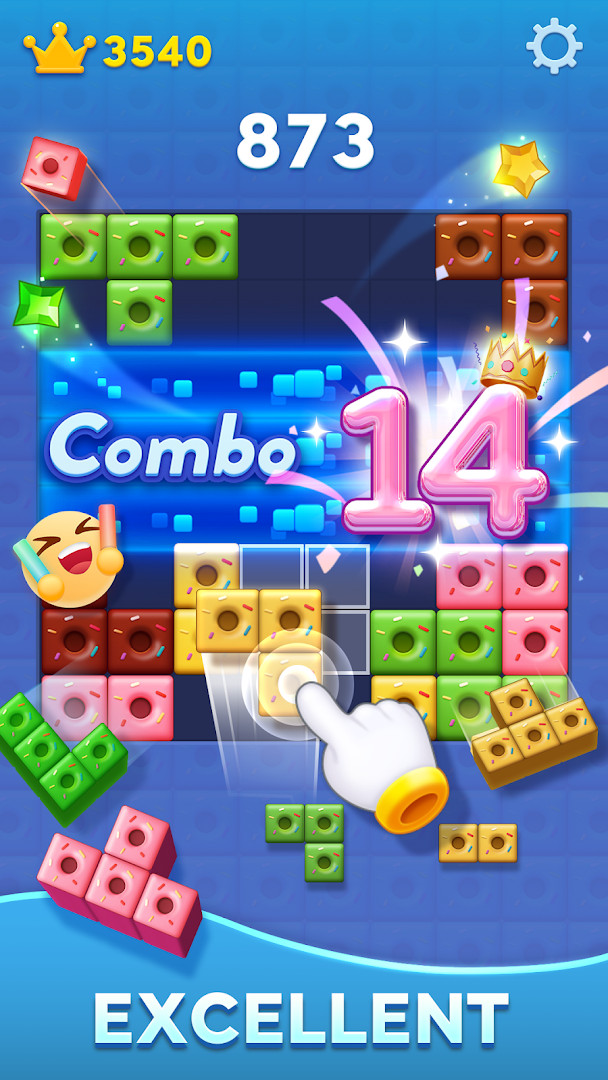 Block Blast! single-player gameplay with score and personal best visible