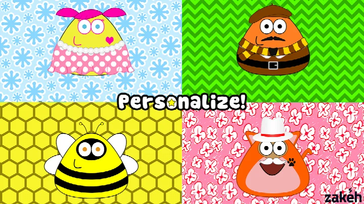 Pou achievements: view unlocked badges and special items in your collection.