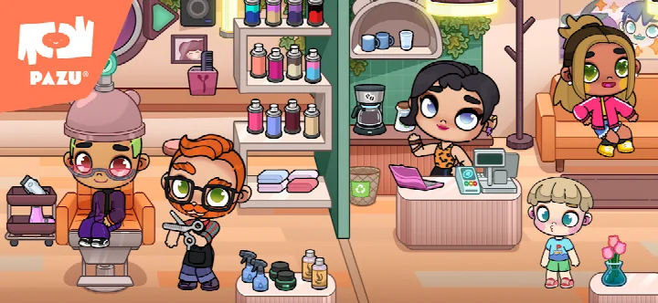 Avatar World screenshot exploring a bustling city with various locations and characters.