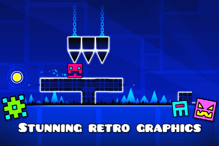 Flying a rocket through a level in Geometry Dash Lite