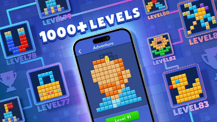 Block Blast! strategy view showing open spaces and upcoming block pieces