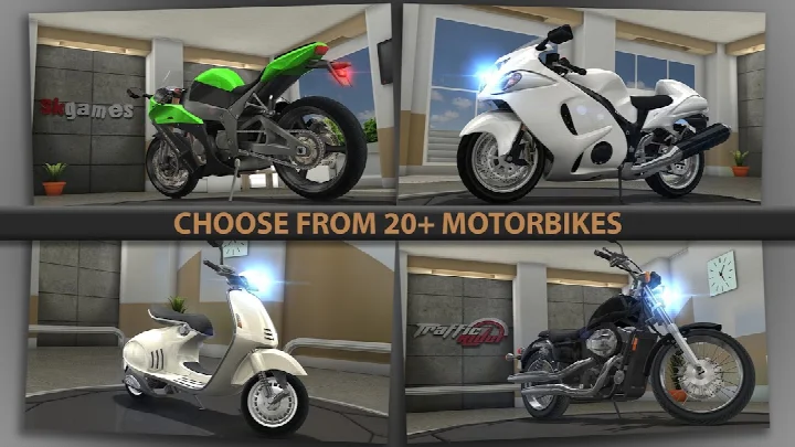Traffic Rider night ride with detailed environment and oncoming traffic.