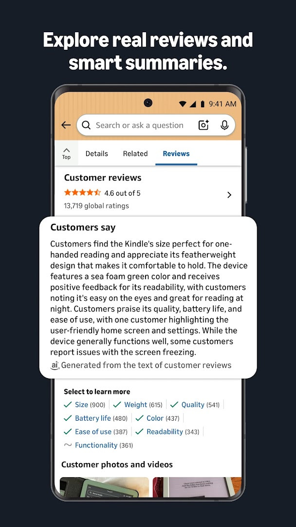 Amazon Shopping order tracking screen with real-time delivery updates.