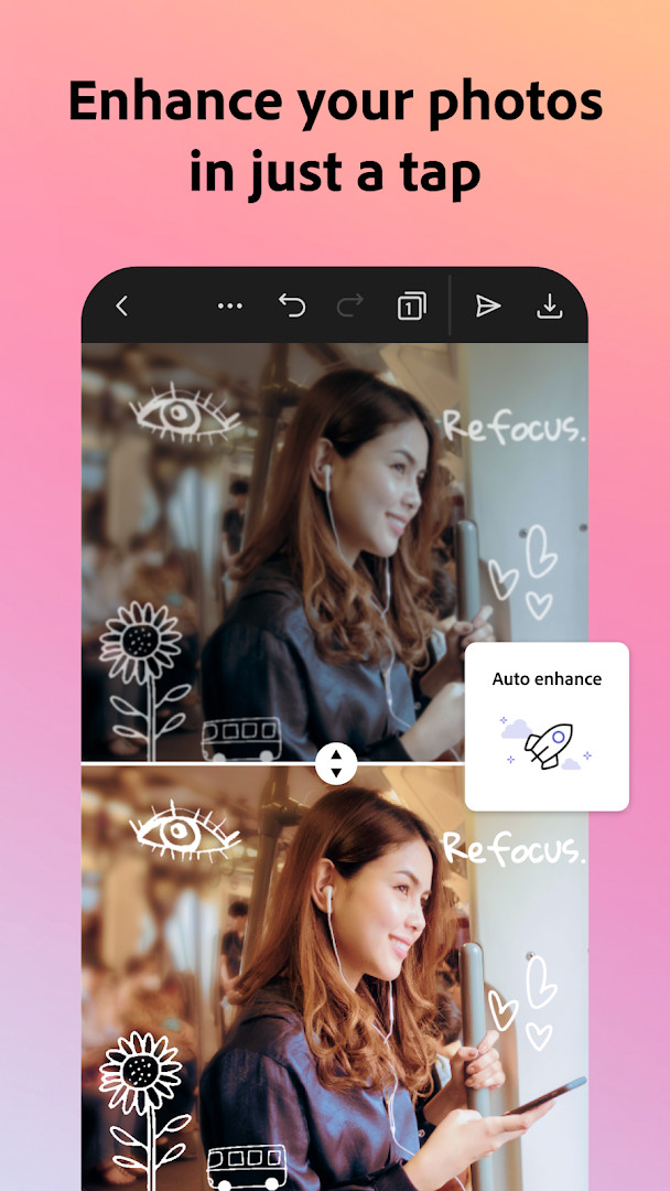 Applying AI-powered photo filters and removing objects in Adobe Express