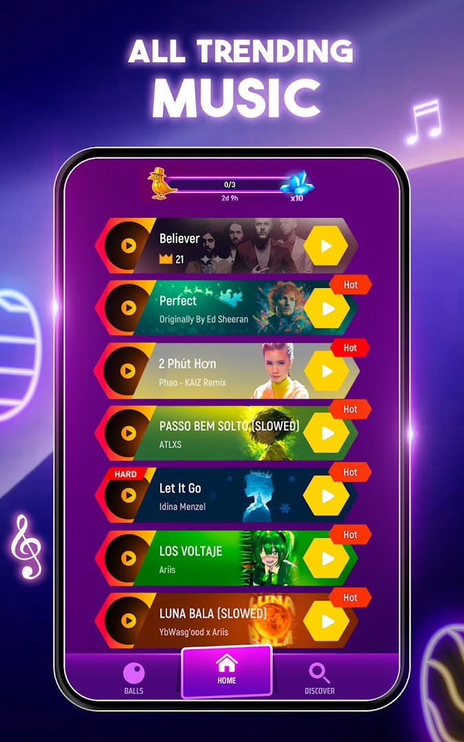 End-of-round results screen with star rating, high score, and a button to retry.