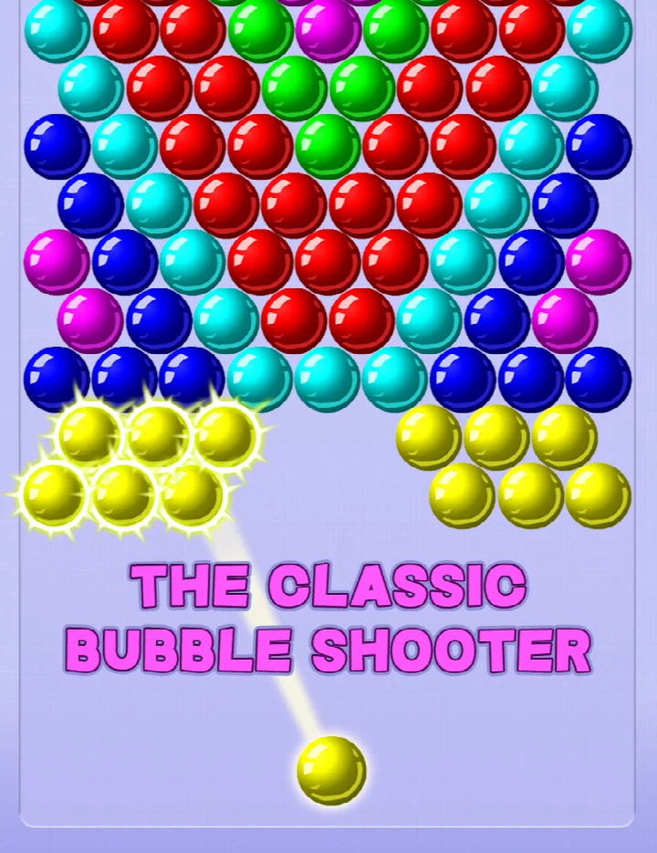 Arcade mode screen of Bubble Shooter - Classic Pop featuring a retro-style bubble popping experience.