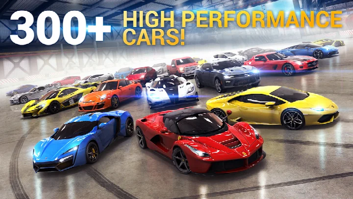 Main menu with car selection and race mode options
