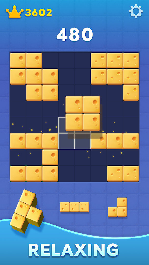 Block Blast! row and column clearing effect during block puzzle gameplay