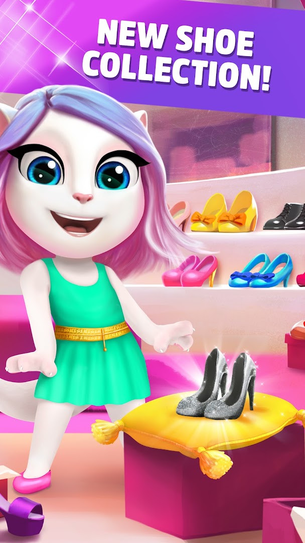 My Talking Angela singing performance screen showcasing her star moves.