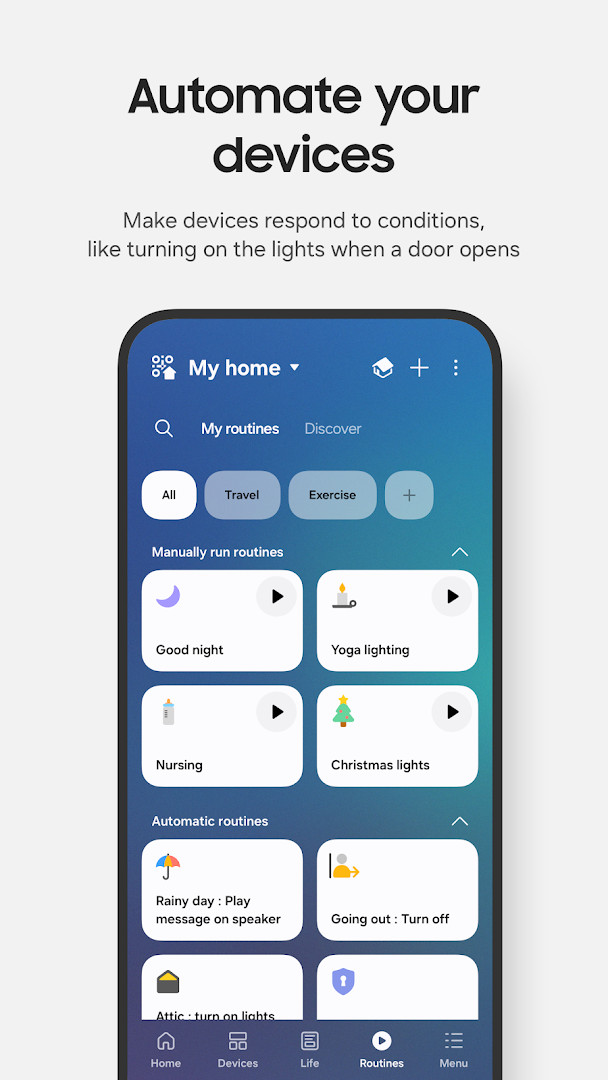 SmartThings map view showing device locations in your home