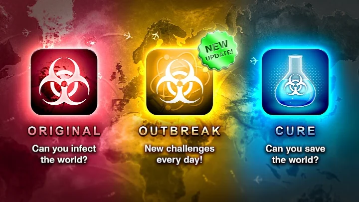 Plague Inc. gameplay screenshot showing the world map with infection spread.
