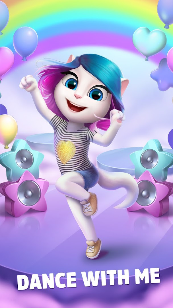 My Talking Angela makeup screen with stylish looks to choose from.