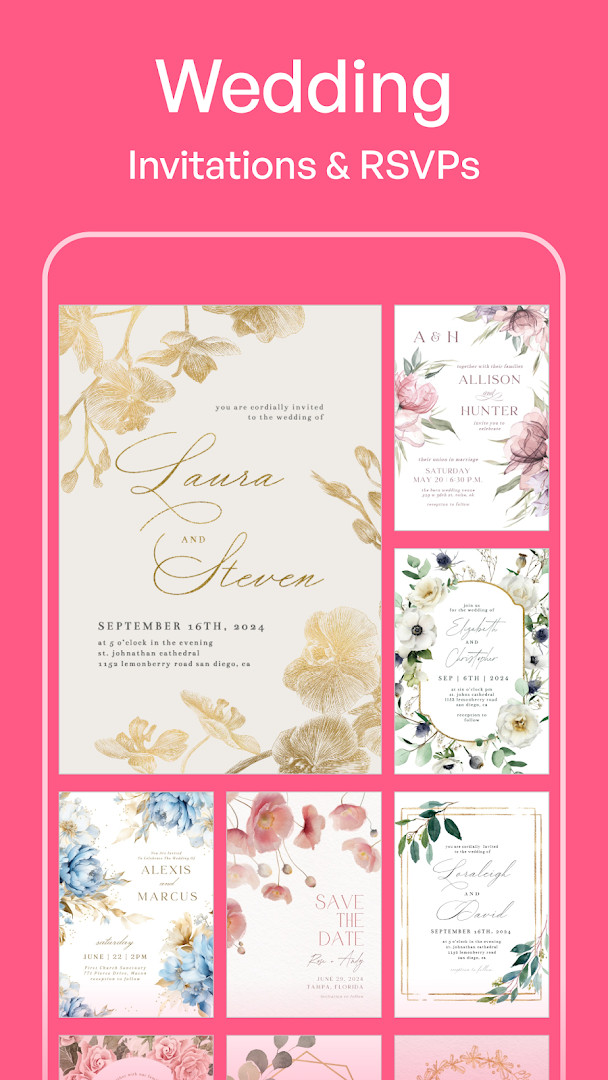 Photo selection screen for adding personal pictures to an invitation design