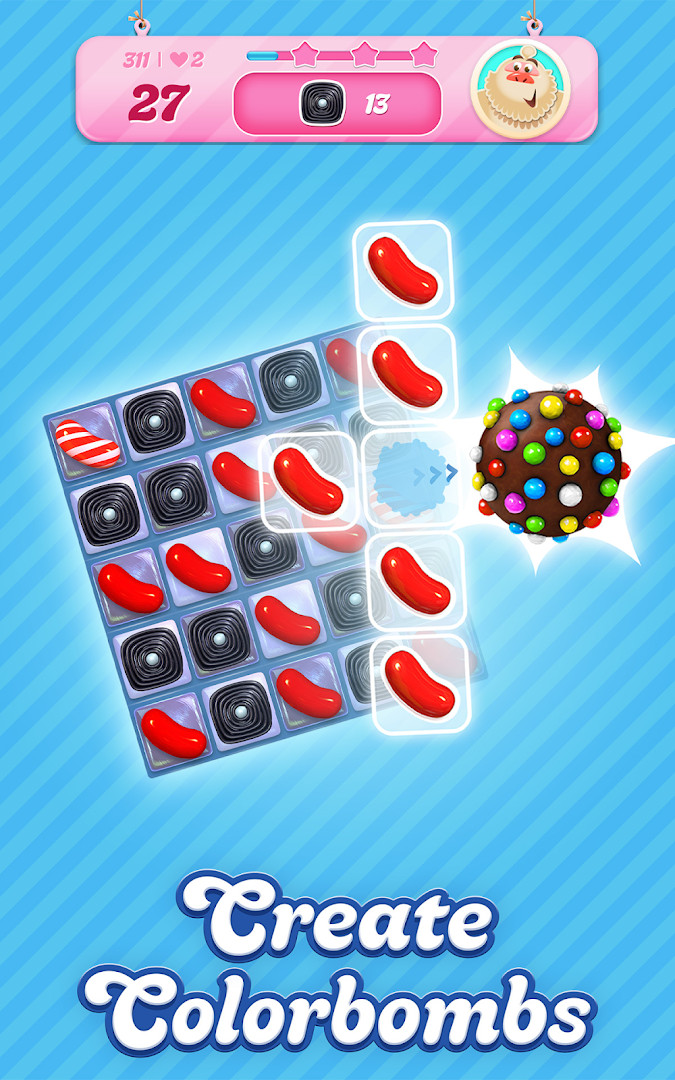 Candy Crush Saga settings: options for sound, music, and payment features.
