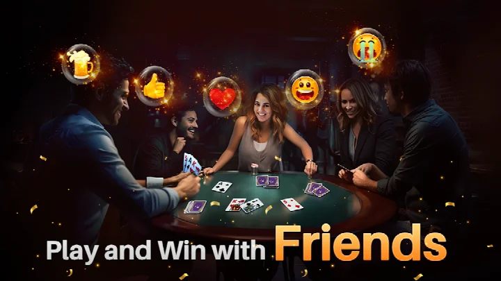 Lucky Cards sharing screen for extra chips and chat with friends