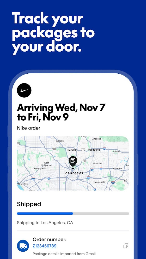 Package tracking screen showing order status and delivery updates